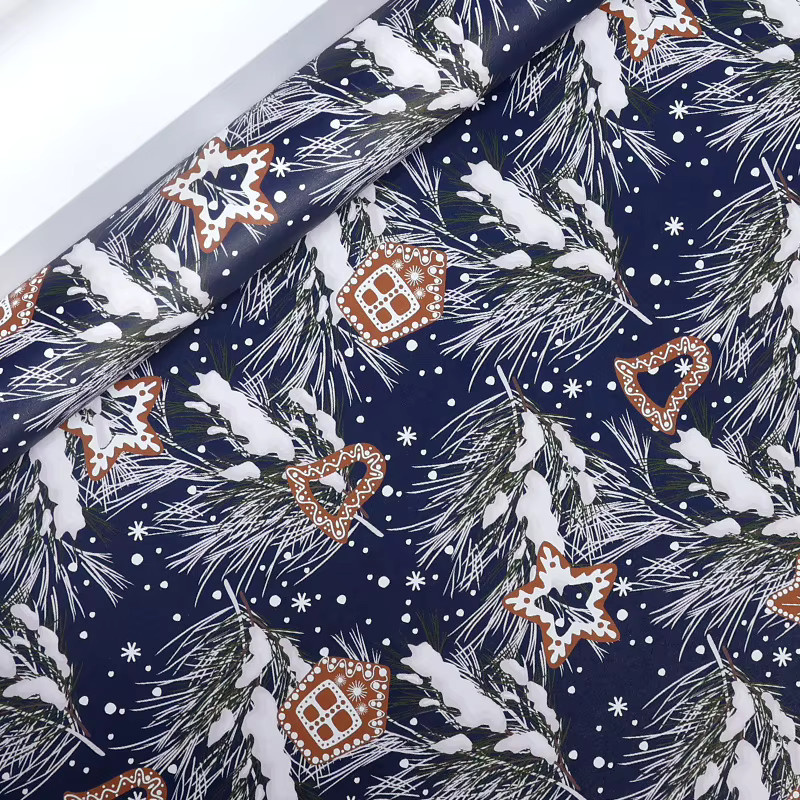 Extra langes Geschenkpapier mit Winterthema in Marineblau und Gold inklusive goldenem Schleifenband-Design - Bild 3