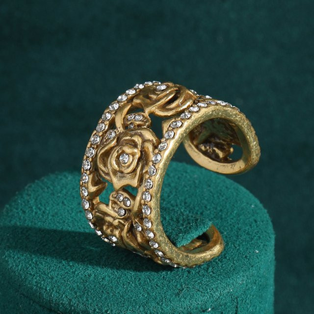 Icareu Ring, goldfarben, Rosenblüten-Design, Strass, Damen - Bild 1