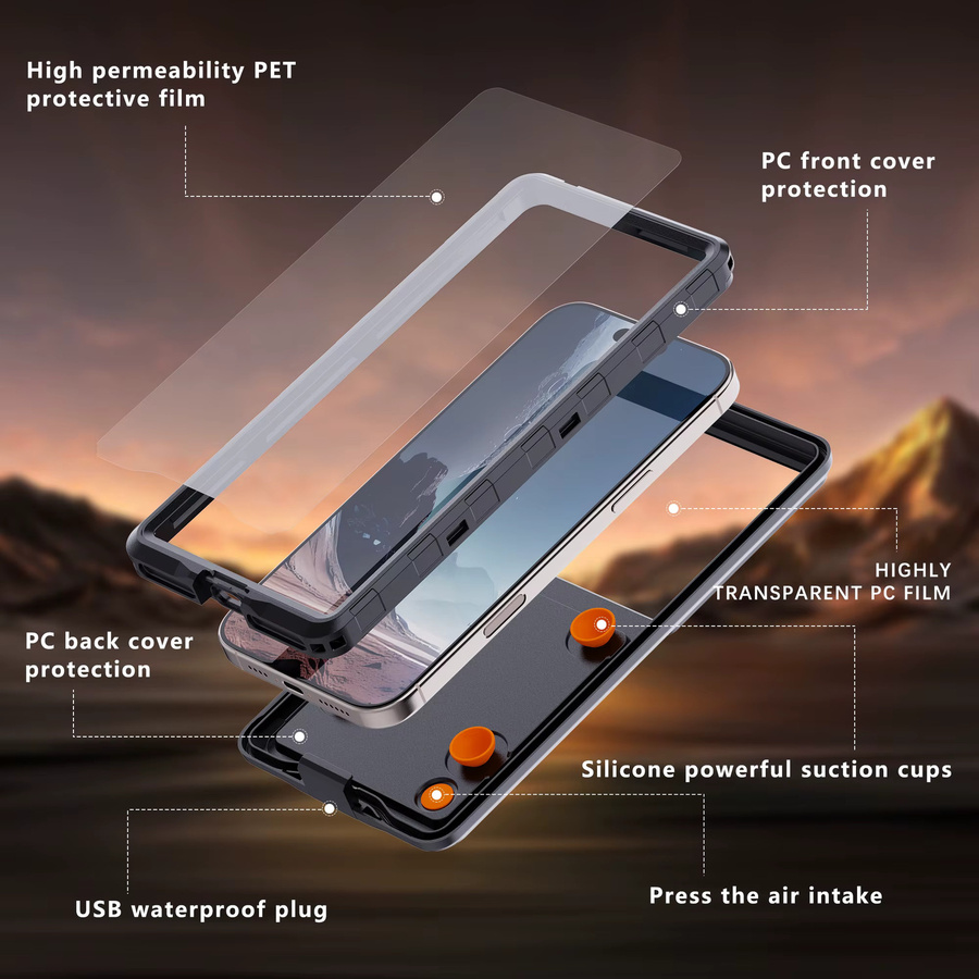 Shellbox IP68 Wasserdichte Handyhülle Universal für 6,9 Zoll, Transparente Sturzsichere Hülle für Unterwasserfotografie mit Touchscreen-Funktion, Blau - Bild 6
