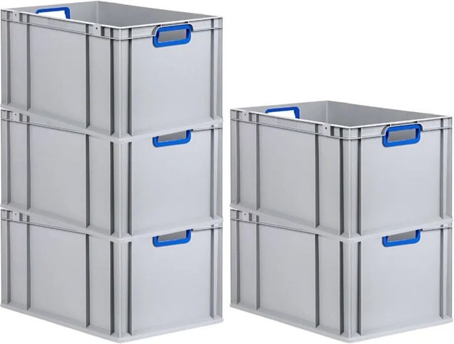 PROREGAL Spar Set 5x Eurobox Nextgen Color Transportboxen mit verstärktem Boden und Griffen, Blau, H x B x T: 32 x 40 x 60 cm, 65 Liter - Bild 1