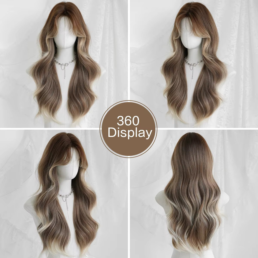 NAMM Perücke, lange wellige braune Ombre blonde Synthetikperücke, Damen - Bild 3