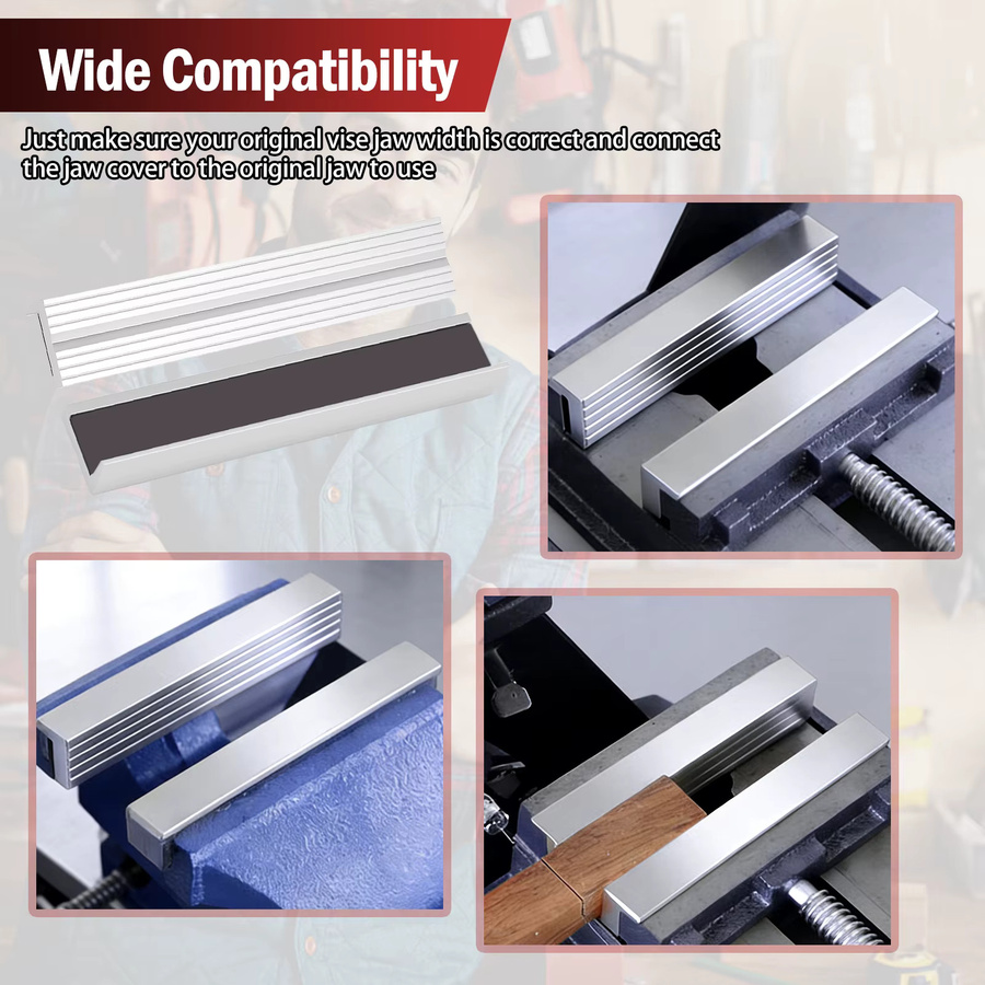 Hands DIY Magnetische Schraubstock-Backenprotektoren aus Aluminiumlegierung in Silber, 1 Paar - Bild 5