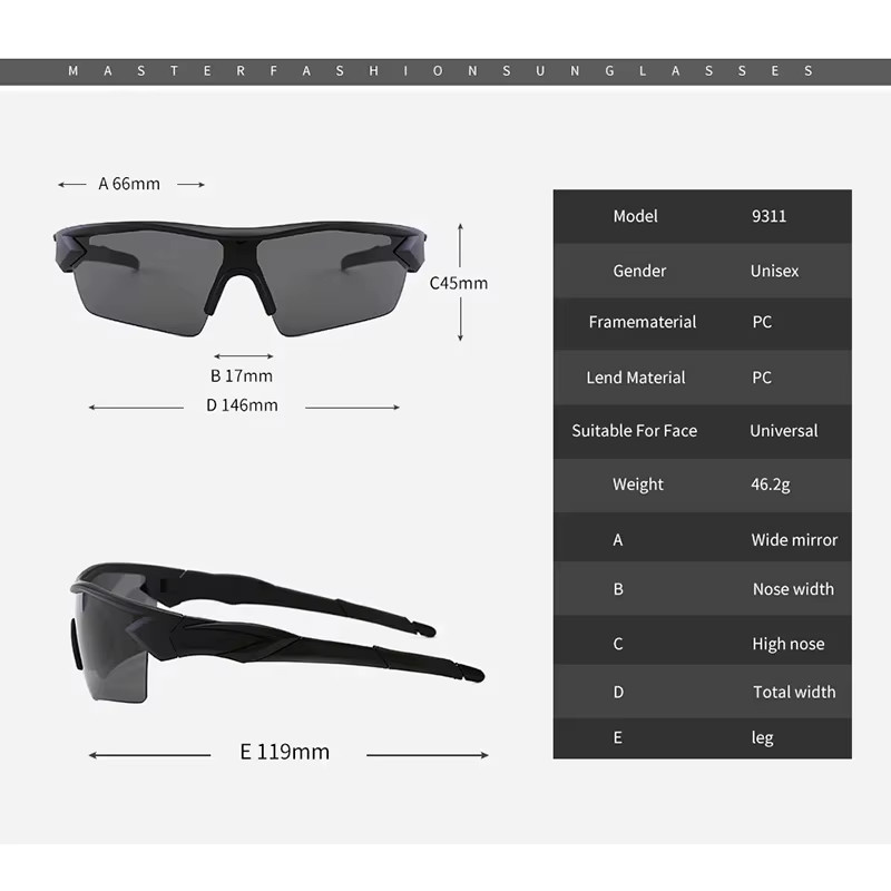 Rider ace Sportsonnenbrille, Vollrand, Kunststoff, yellow black - Bild 3
