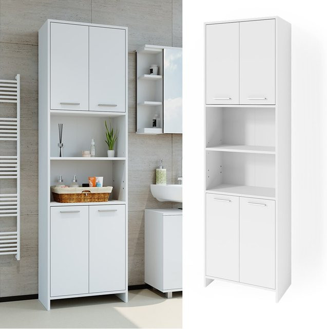Vicco Badschrank Maris Hochschrank weiß B/T/H: 56 x 34,62 x 190 cm - Bild 1