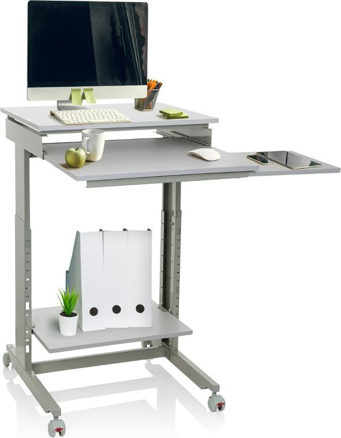 hjh OFFICE Stehschreibtisch WORKSTATION mit Melaminharzbeschichteter Spanplatte und pulverbeschichtetem Stahlgestell - Bild 1