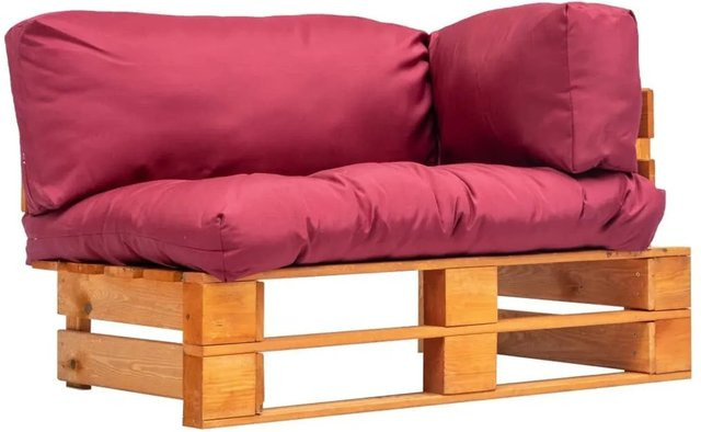 vidaXL Garten-Palettensofa aus Kiefernholz mit roten Kissen in Braun und Rot - Bild 1