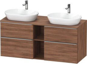 Duravit Waschtischunterschrank D-Neo in Braun mit Schubladen und offenen Regalfächern, Wandmontage - Bild 1