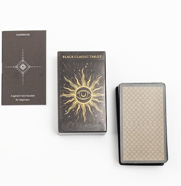 Schwarzes Klassisches Tarotkarten Deck Wahrsagungs Spiel Set mit Anleitung - Bild 1