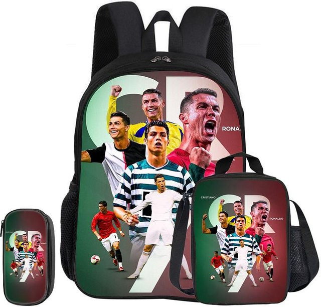 Fancy Style Studio Ronaldo 3-teiliges Schulset mit Rucksack, Federmäppchen und Brottasche in Multicolour - Bild 1