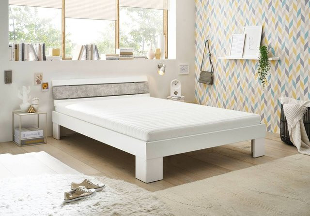 Futonbett Lyon von Poco in Weiß und Grau in Beton-Optik, Liegefläche B: 140 cm, L: 200 cm - Bild 1