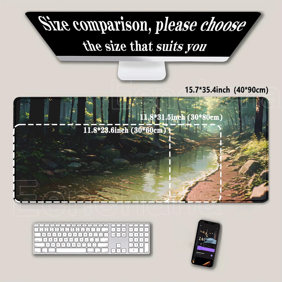 Eenehana Gaming Mauspad Waldlandschaft Ästhetik in Multicolour, B/T: 90 x 40 cm - Bild 2