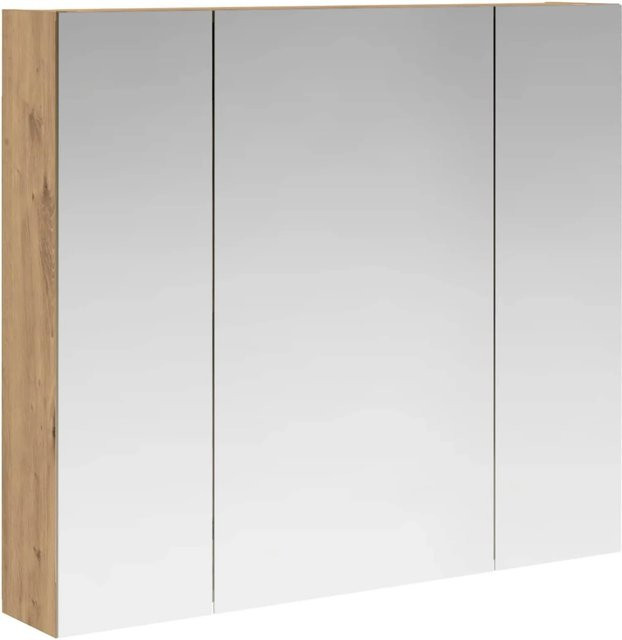 vidaXL Badezimmerspiegelschrank Eiche modern mit Spiegeltür und Regalböden, Braun, B: 80 cm, T: 14,5 cm, H: 70 cm - Bild 1