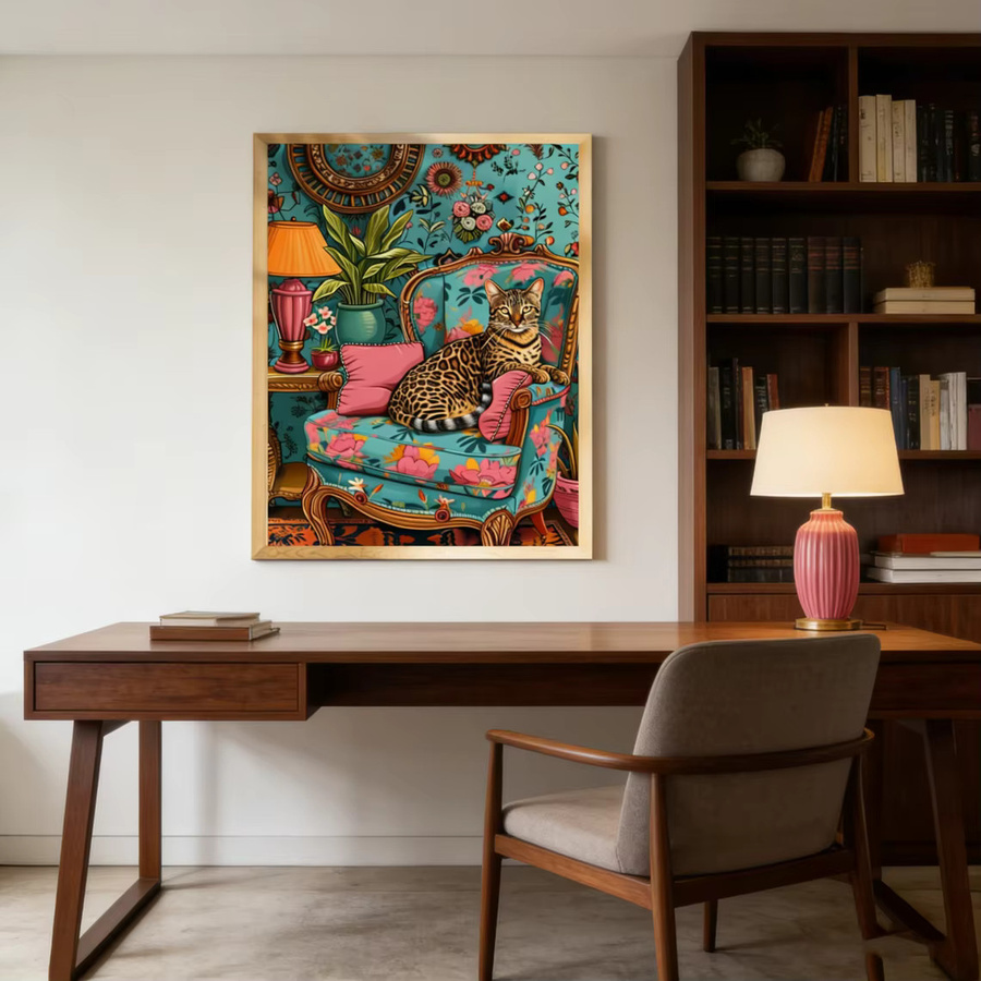 Bengal Cat Wandkunst von SHENCHEN – Maximalistischer Kunstdruck mit Leoparden-Motiv in Mehrfarbig, Rechteckig - Bild 2