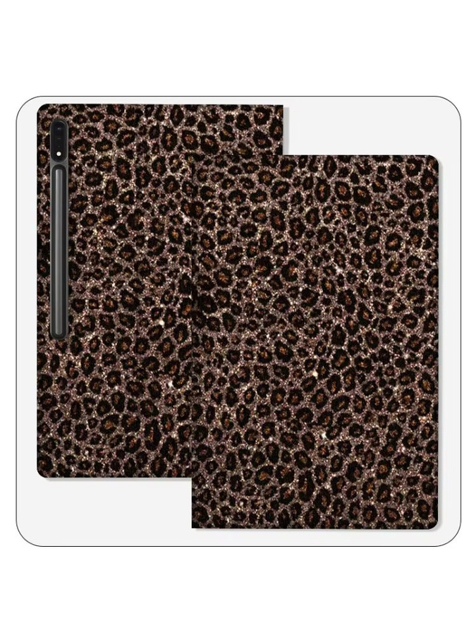 Samsung Galaxy Tab S9 S10 S8 S7 S6 FE Plus Lite Schutzhülle mit Retro Leopardenmuster in Multicolour und faltbarer Abdeckung - Bild 4