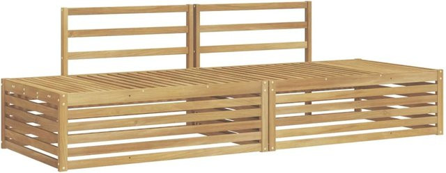 vidaXL Outdoor-Sofagarnitur aus Akazienholz, 3-teiliges Set, modern, braun und weiß - Bild 1
