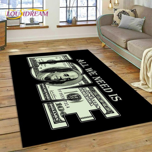 ChenYing01 Teppich mit Dollar-, Euro- und Pfund-Motiv in Multicolour, rutschfeste und waschbare Bodenmatte aus Polyester für Wohnzimmer, Schlafzimmer oder Kinderzimmer, B x T: 160 x 200 cm - Bild 1