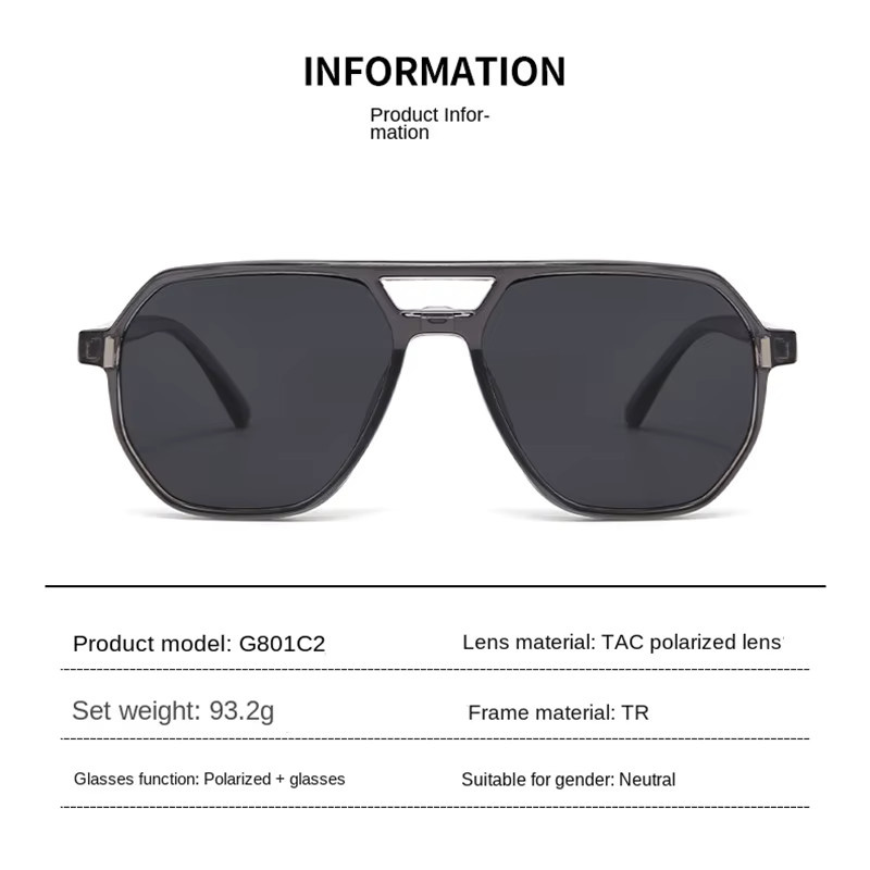 NINJONA Sonnenbrille, Clip-On, polarisiert, Vollrand, grau transparent, Kunststoff - Bild 2