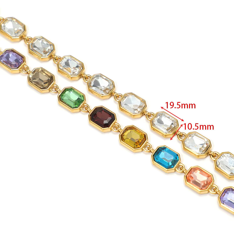 Yovtor Edelstahl-Kette, Zirkonbesatz, 1 Meter, Unisex - Bild 1