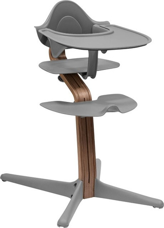 Stokke Nomi Bundle Hochstuhl Walnuss mit Babyset und Tray in Grau