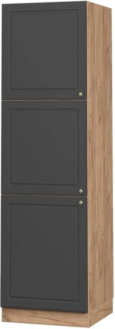 Vicco Herdumbauschrank Fame-Line in Anthrazit-Gold und Eiche mit Soft-Close-Türen, Breite: 60 cm, Höhe: 206 cm, Tiefe: 58 cm - Bild 1