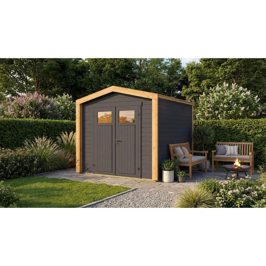 Weka Holz-Gartenhaus Killarney mit Satteldach in Anthrazit-Eiche, B/T: 248 x 248 cm - Bild 2
