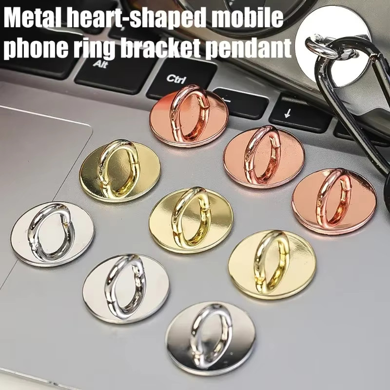 Selbstklebender Metall-Handy-Charm-Halter in Herz-Form, niedlicher Handygriff für iPhone und Samsung, Farbe: Pink - Bild 2