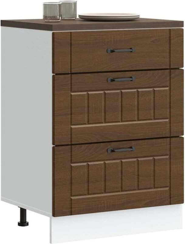 Küchenunterschrank Lucca von vidaxl in Braun mit Eichen-Optik aus Holzwerkstoff im Landhausstil, B: 60 cm, H: 81,5 cm, T: 46 cm - Bild 1