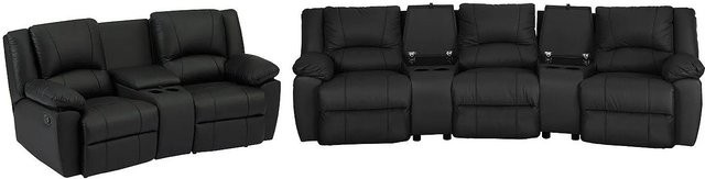 Vente-unique Couchgarnitur Aroma in Schwarz, L-Form mit 3-Sitzer und 2-Sitzer aus Kunstleder, B/T/H: 308 x 201 cm - Bild 1