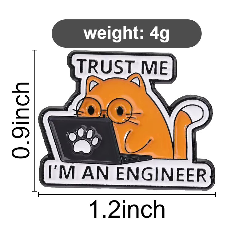 QIHE JEWELRY Brosche, Katzen-Emaille-Pin, orange Katze mit Brille, Unisex, Bunt - Bild 3
