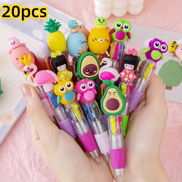 TWBEB Mini Kugelschreiber im Kawaii-Design mit Cartoon-Motiven wie Unicorn und Flamingo, Mehrfarbig - Bild 1