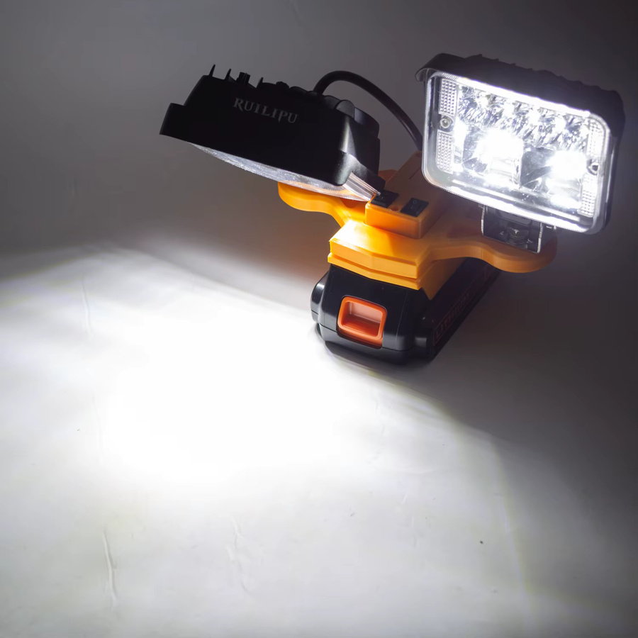BLACK+DECKER LED-Arbeitsleuchte für 20 V Lithium-Batterie mit USB Typ C, kabelloses Notlicht in Gelb und Schwarz für Garten und Outdoor-Einsätze - Bild 5