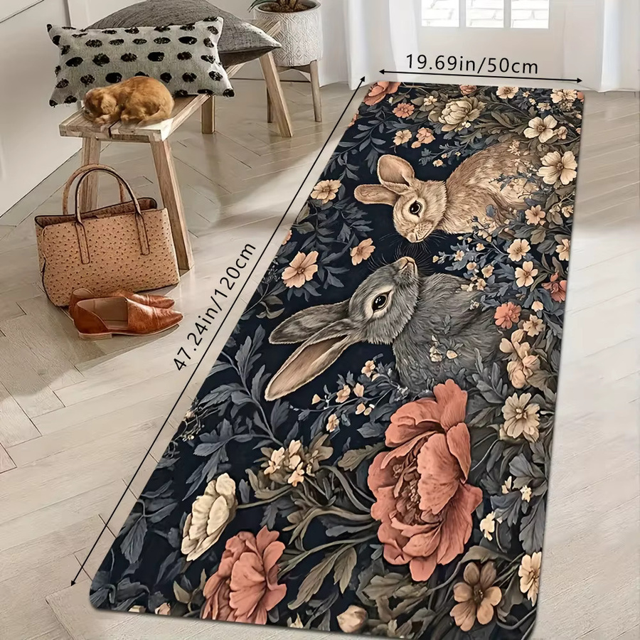 VIKAMA Kaninchen-Teppich rutschfest und wasserdicht als weiche Fußmatte für Wohnzimmer, Schlafzimmer, Küche oder Garten - Bild 2