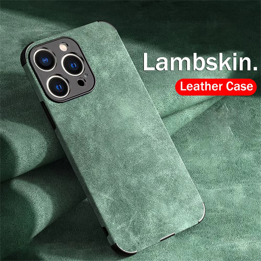 JOYCAPA Lammfell Lederhülle für iPhone in Blau oder Grün - Bild 2