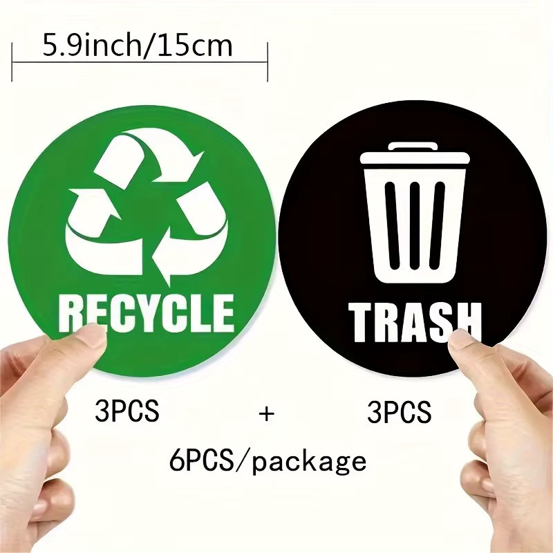 PVC-Recycling-Mülleimer-Aufkleber aus Vinyl in Mehrfarbig, 12,7 cm Durchmesser, für Behälter und Mülltonnen zur Dekoration von Heim oder Büro - Bild 3