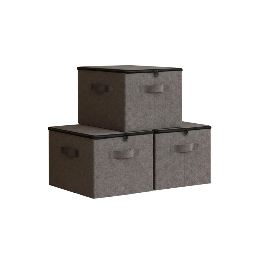 Relaxdays Stoffboxen Aufbewahrungstaschen 3er Set Grau B/H/T: 24 x 40 x 30 cm - Bild 2