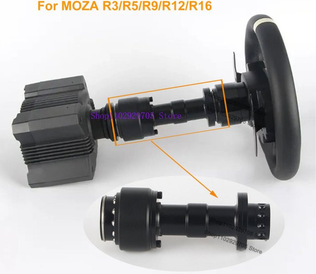 MOZA Rennspiel-Lenkrad aus Aluminiumlegierung mit Schnellverschluss und Verlängerungsstange, Schwarz, kompatibel mit MOZA R3, R5, R9, R12 und R16 - Bild 1