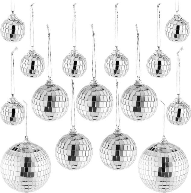 Relaxdays Discokugeln aus Glas in Silber, 15er Set zum Aufhängen, Durchmesser: 3 cm, 5 cm und 10 cm - Bild 1