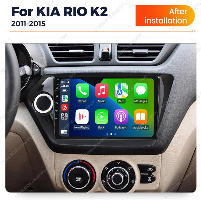 MEKEDE Android 14 Autoradio mit IPS-Bildschirm und GPS für Kia RIO 3 & 4 (2010 - 2018) in Schwarz mit Carplay Multimedia-Player und Audio Stereo System - Bild 1