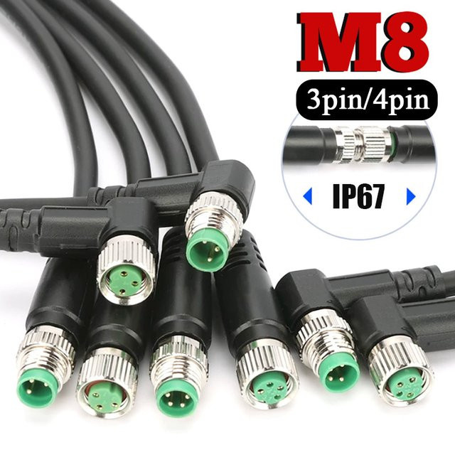 DIVEDEER M8 Luftfahrtstecker Sensoranschluss IP67 Wasserdicht, 3-Pin und 4-Pin Steckverbinder in Schwarz - Bild 1