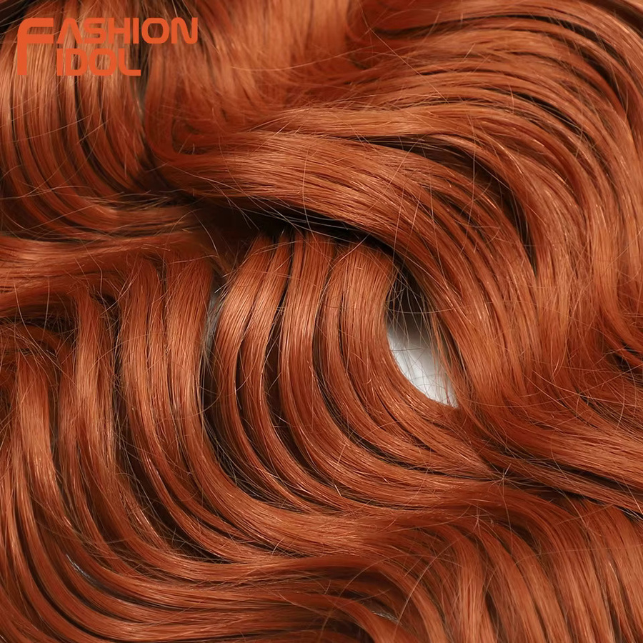 MODE IDOL Haarverlängerung Tiefe Welle Häkelhaar, Ombre Orange, 3 Stück - Bild 4