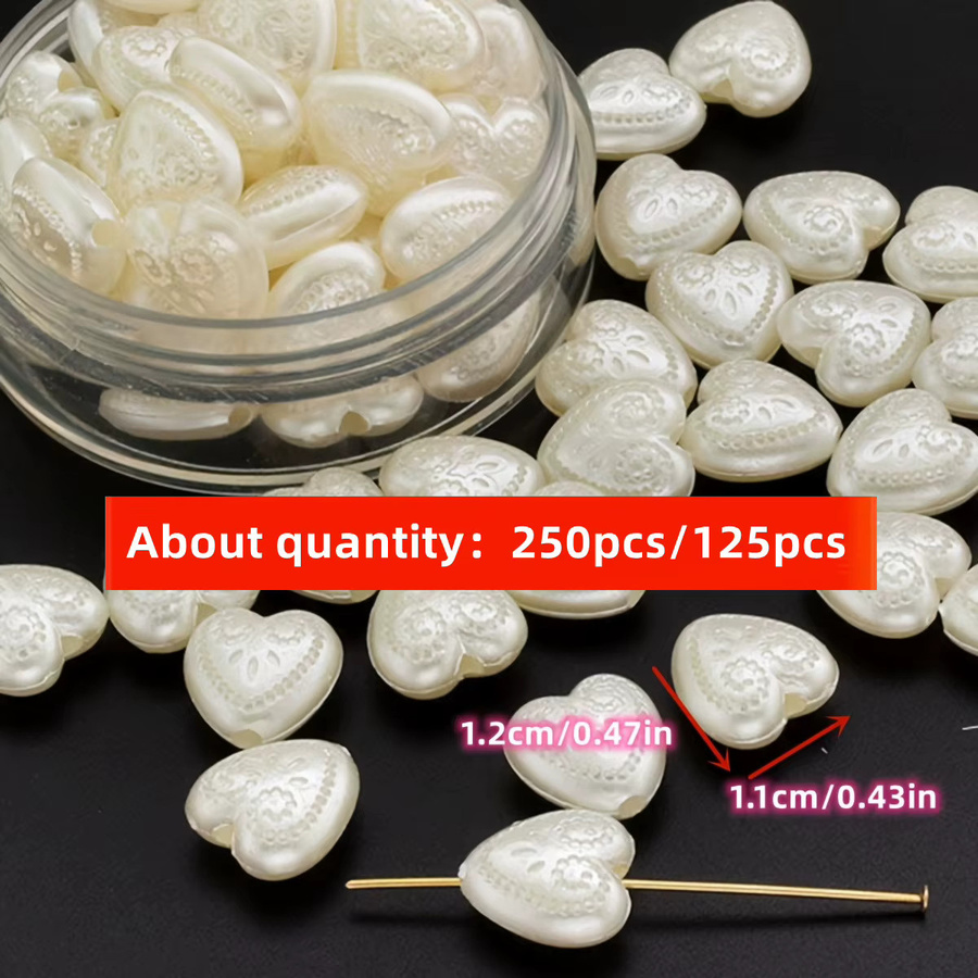QYWCTZ Acrylperlen, Pfirsich-Herz, weiß, 12 mm - Bild 2