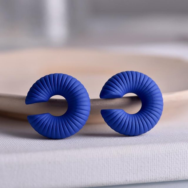 Clip-Ohrringe Acryl, bunt, königsblau, Damen - Bild 1