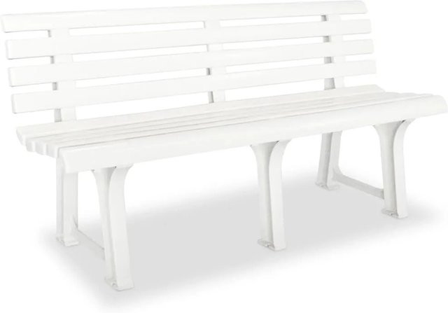 vidaXL Gartenbank aus Kunststoff in Weiß für Garten und Terrasse, Breite: 145,5 cm - Bild 1