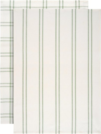 Mömax Geschirrtuch-Set Alice, 2-teilig, Baumwolle, gestreift, Weiß/Grün