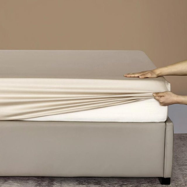 Bestbags Spannbettlaken aus Bambusviskose in Beige, atmungsaktiv und allergikerfreundlich, B/T/H: 90 x 190 x 30 cm - Bild 1