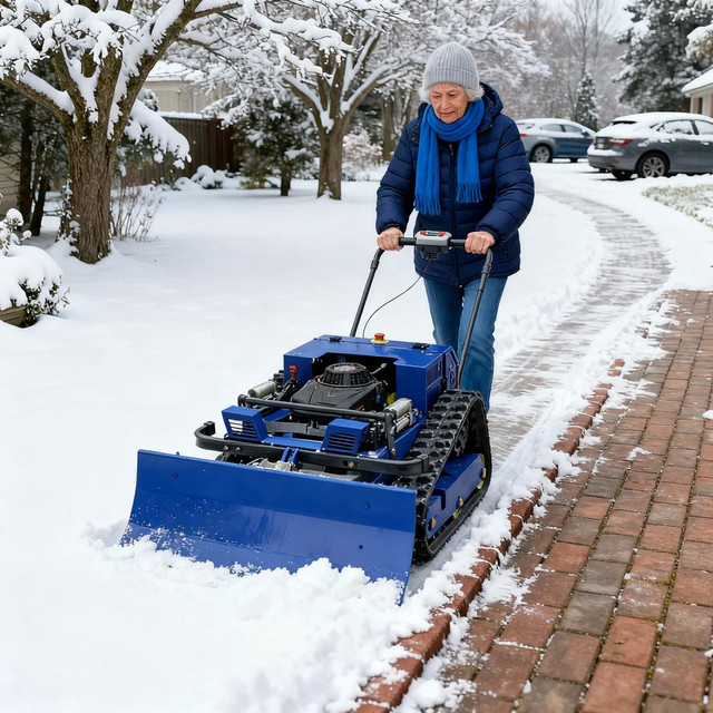 AIWEIYA Ferngesteuerter Rasenmäher mit Schneepflug in Blau – Professionelles CE-EPA Hochleistungsgerät - Bild 1