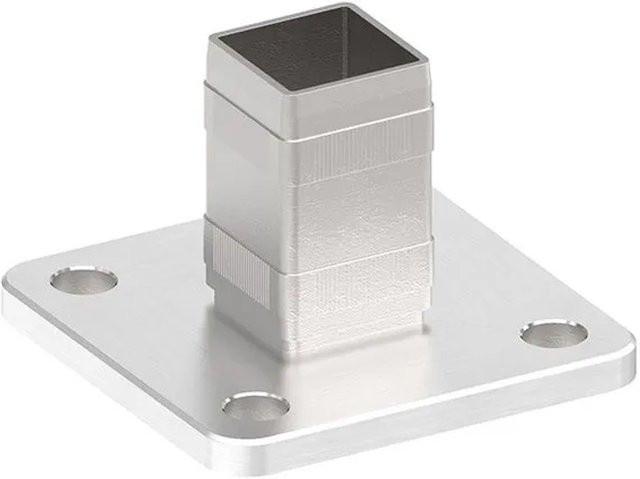 FeNau Wand- und Bodenanker aus Edelstahl V4A für Rohre 40 x 40 x 2,0 mm mit Rändelung in Silber - Bild 1