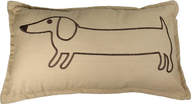 Deko-Kissen Dackel in Beige aus Baumwolle, Rechteckig - Bild 1