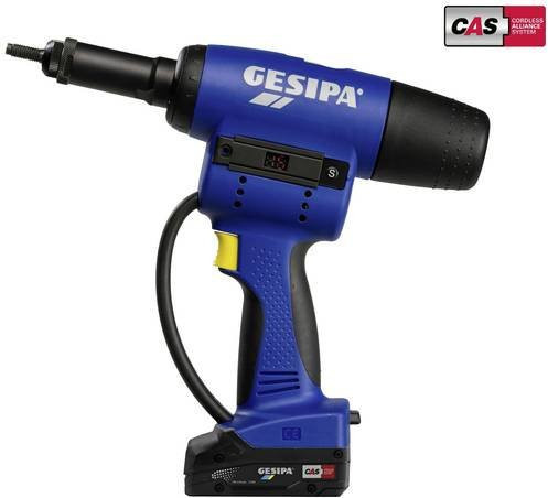 Gesipa FireBird Pro Gold Edition CAS Akku-Blindnietmuttern-Setzgerät in Gold und Blau mit 1 Li-Ion Akku 18V 2,0 Ah und L-BOXX - Bild 1