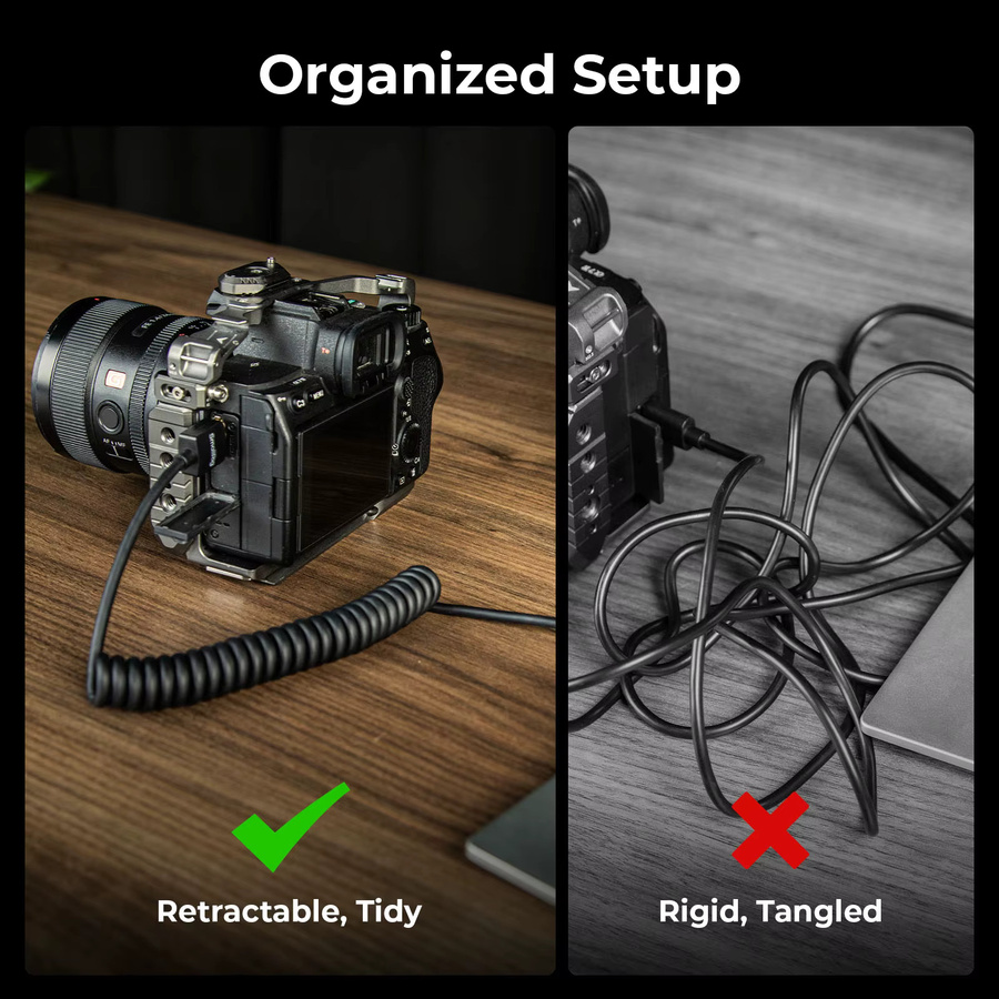 SmallRig HDMI Spiralkabel Typ A auf A in Schwarz, unterstützt bis zu 4K bei 60 Hz, kompatibel mit BMPCC 4K 6K sowie Panasonic S1H, GH5 und GH5S - Bild 4
